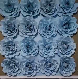 Light Blue Paper Flower Wall